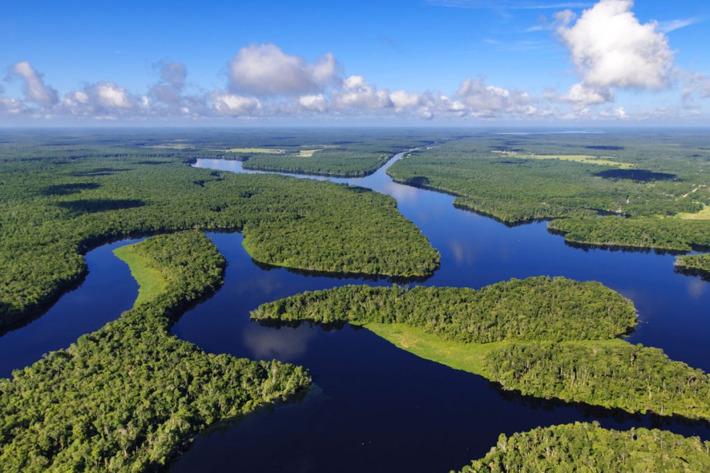 Aerial - Lower St. Johns River Basin Aerial of the Seven Sister Islands on the St. Johns River