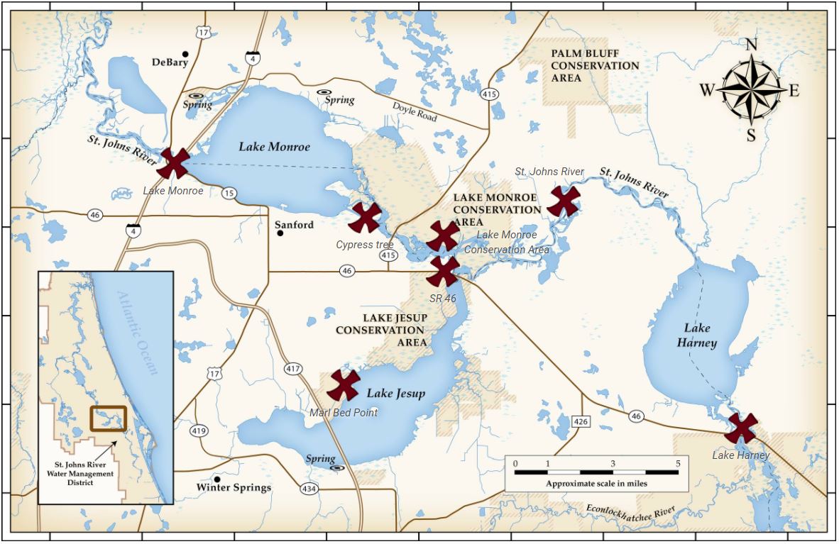 Map if the St. Johns River middle basin