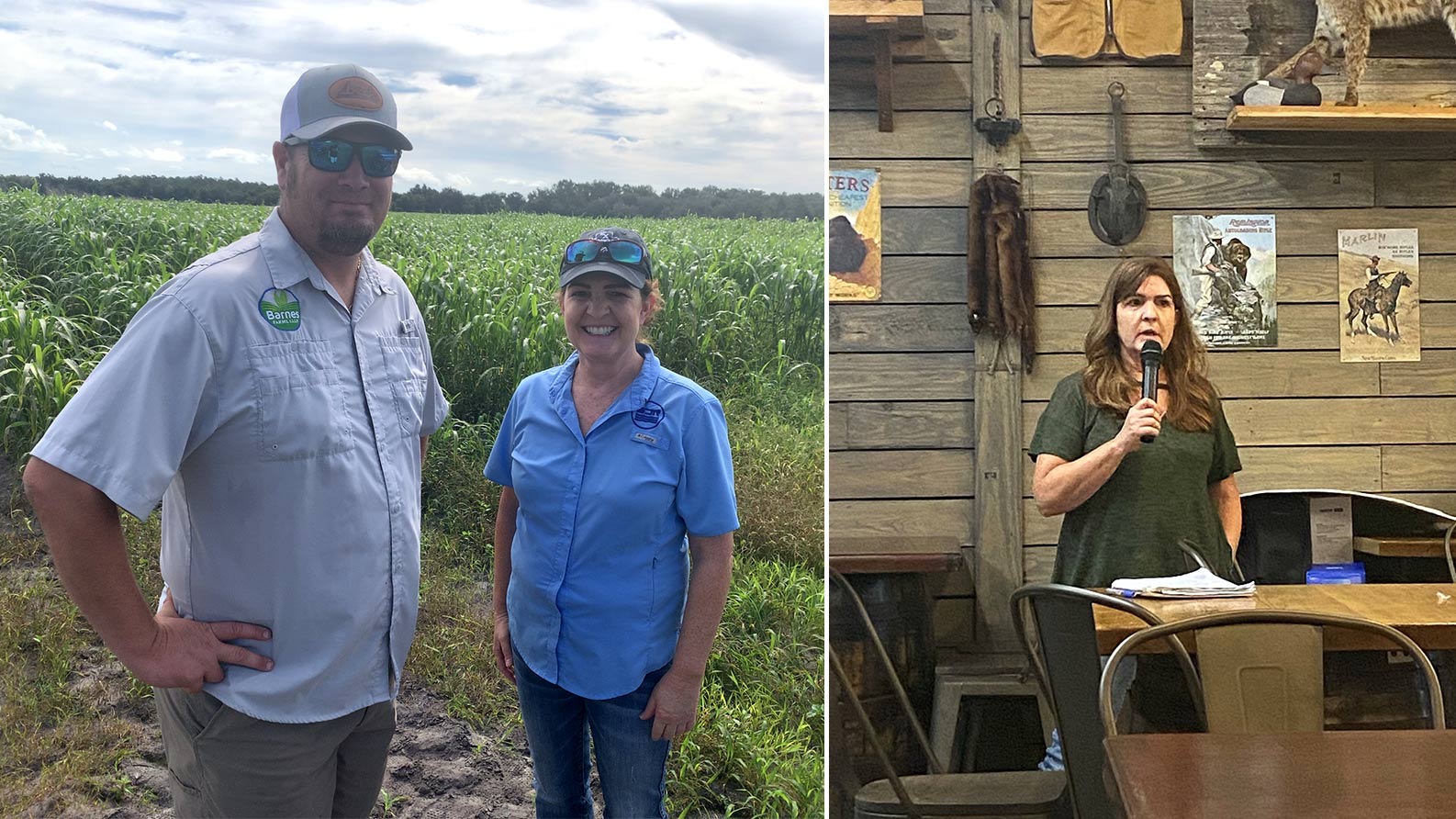 Suzanne Archer next to a farmer