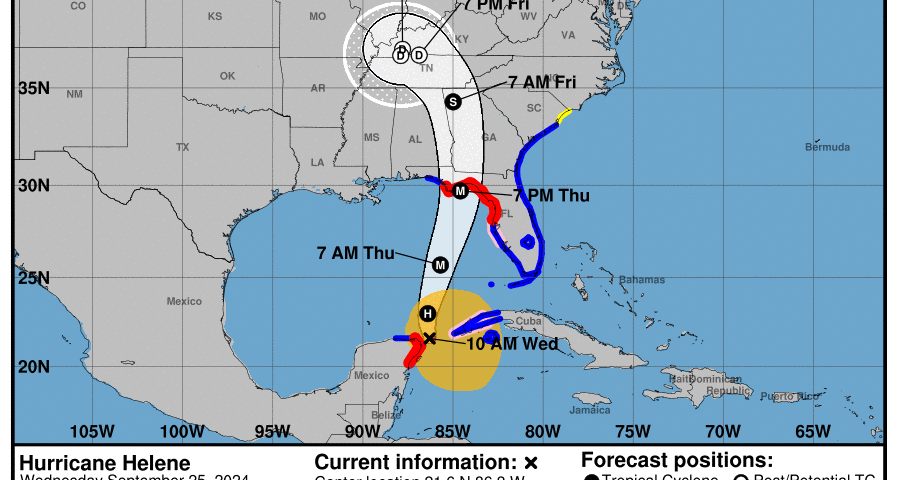 Map showing potential storm track and impacts